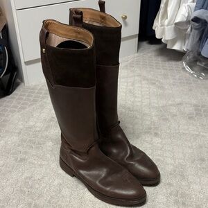 Fitflop Dark Brown Two-Tone Tall Leather Riding Boots